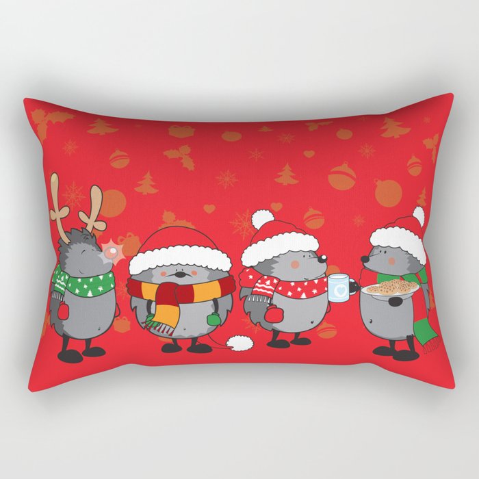 Christmas hedgehogs Rectangular Pillow