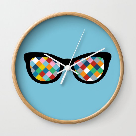 Diamond Eyes on Blue Wall Clock