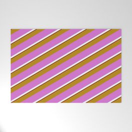 [ Thumbnail: Dark Goldenrod, Orchid, Mint Cream & Maroon Colored Lines Pattern Welcome Mat ]