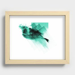 Splatter Bird Blue Recessed Framed Print