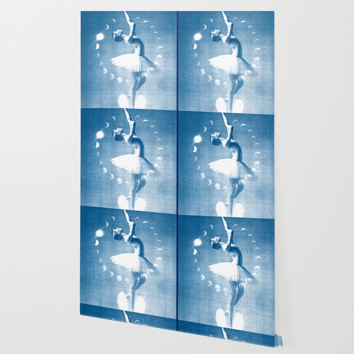 Ballerina And The Moon Phase Ballet Ballet Art Blue Print