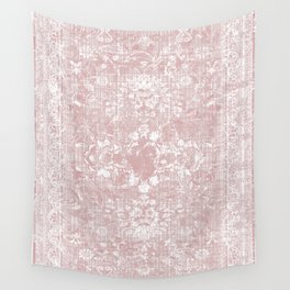 Antique French Oriental Faded Rose Wall Tapestry