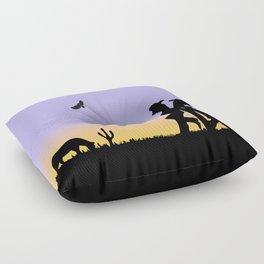 Western Cowboy and Cowgirl on the Range Floor Pillow