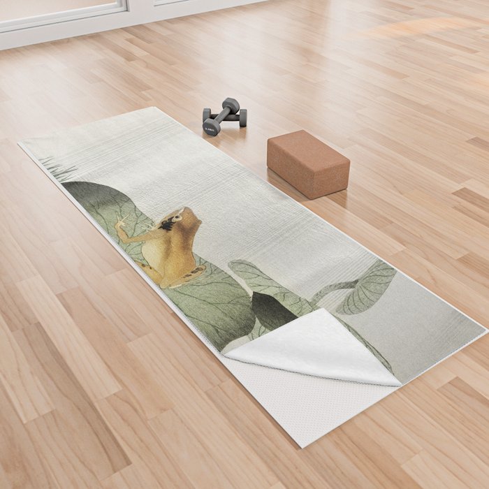 Frog On Lotus Leaf  Yoga Towel