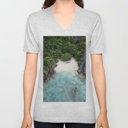 Isolated Beach V Neck T Shirt