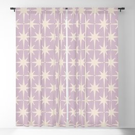 Midcentury Modern Atomic Starburst Pattern in Pretty Lilac and Cream Blackout Curtain