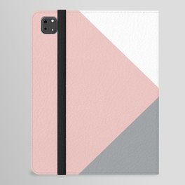 Pink Grey White Abstract Geometric Art iPad Folio Case
