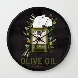 White Schnauzer dog brand olive oil cooking chef kitchen cook decor Wall Clock
