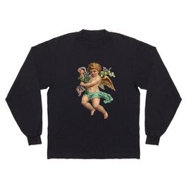 Blonde Angel Christmas Vintage Clipart Green Dress  Long Sleeve T-shirt