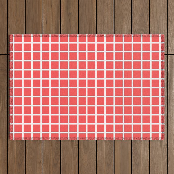 Grid (White & Red Pattern) Outdoor Rug