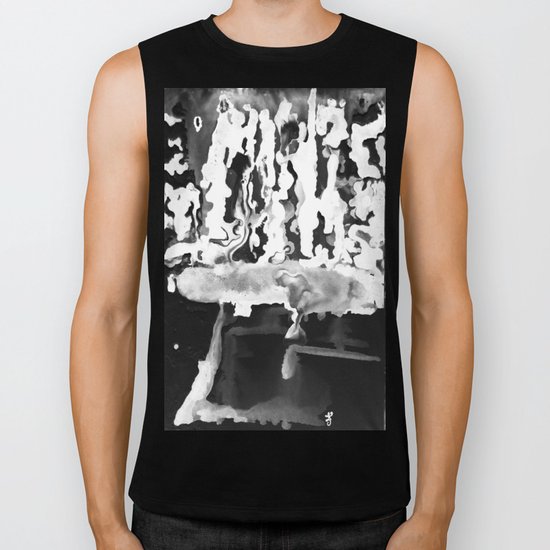 Dripping Tease in White and Black Biker Tank