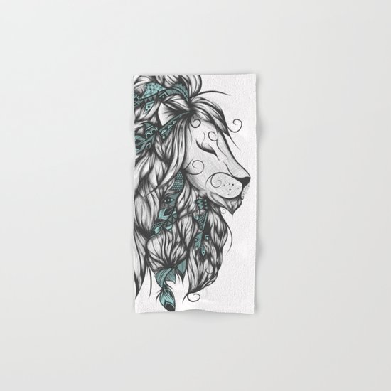 Poetic Lion Turquoise Hand & Bath Towel