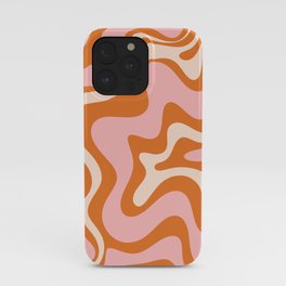 Liquid Swirl Retro Abstract Pattern in Orange Pink Cream iPhone Case