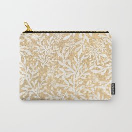 Watercolor white luxury pastel yellow glitter foliage Carry-All Pouch