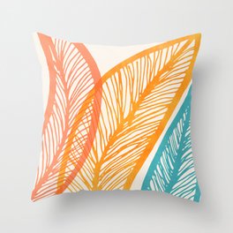Colorful Tropical Flora - Retro Palette Throw Pillow