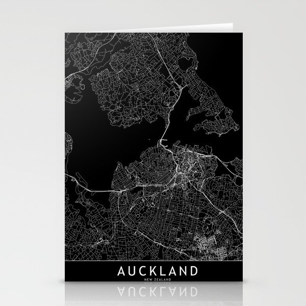 Auckland Black Map Stationery Cards