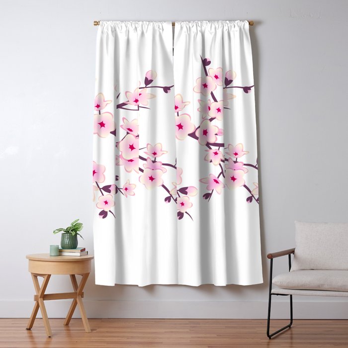 Cherry Blossom Pink White Blackout Curtain By Ninabaydur Society6