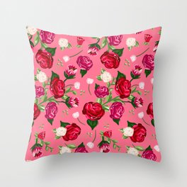 Pink Floral Throw Pillow