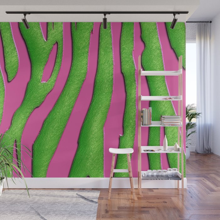 hot pink and lime green zebra print
