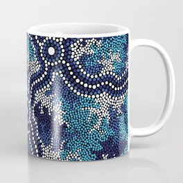Authentic Aboriginal Art - Wetland Dreaming 2 Coffee Mug | Australia, Naidoc, Trendy, Aboriginal, Aboriginalart, Earth, Circles, Blue, Hogarth, Water 