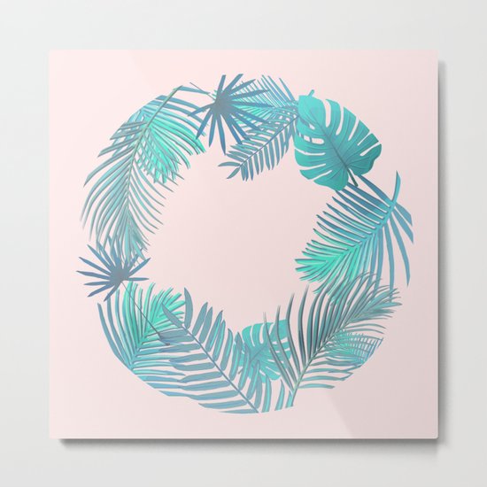 BLUSH AND TEAL TROPICAL Metal Print