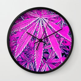 Pink Cannabis Leaf Wall Clock