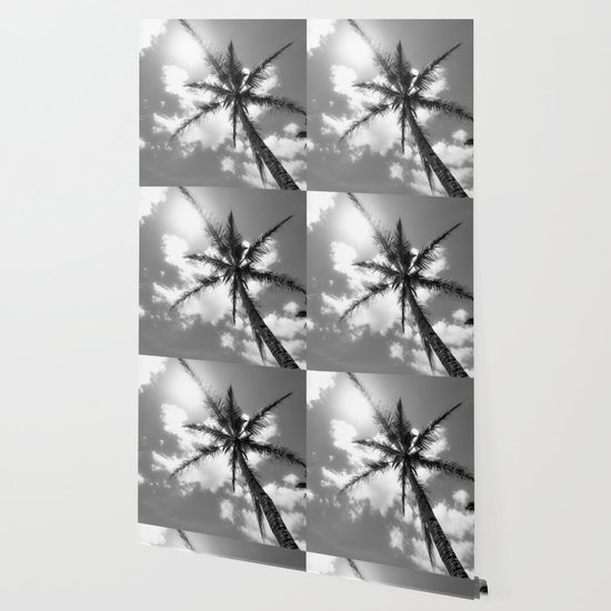 Tropical Palm Trees Black And White Wallpaper By Cascadia Society6