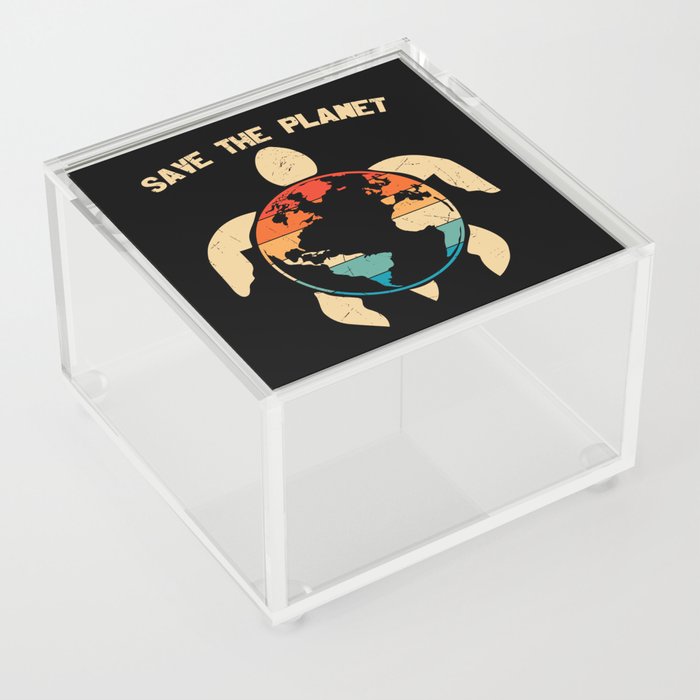 Save The Planet Earth Turtle Acrylic Box