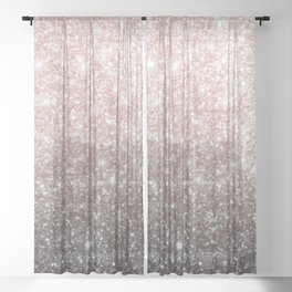 Rose Gold Ombre Glitter Sheer Curtain