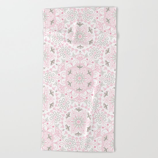 Mandala_Rose-Warm Gray Beach Towel