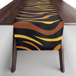Gold Animal Print Zebra Stripes Pattern. Digital Painting Illustration Background Table Runner