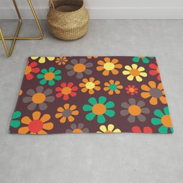 Hippy Flower Daisy Colorful Pattern Rug | Retro, Bloom, Hippies, Daisy, Trip, Vintage, Groovy, Daisies, Flowerpower, Graphicdesign 