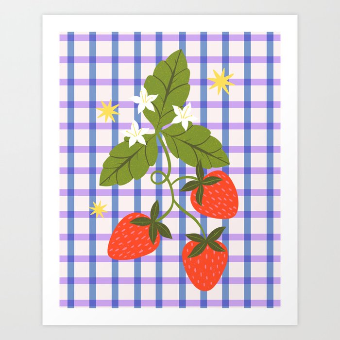Strawberries and Stars Art Print
