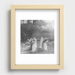 Circle Of Witches Vintage Women Dancing Black And White Recessed Framed Print