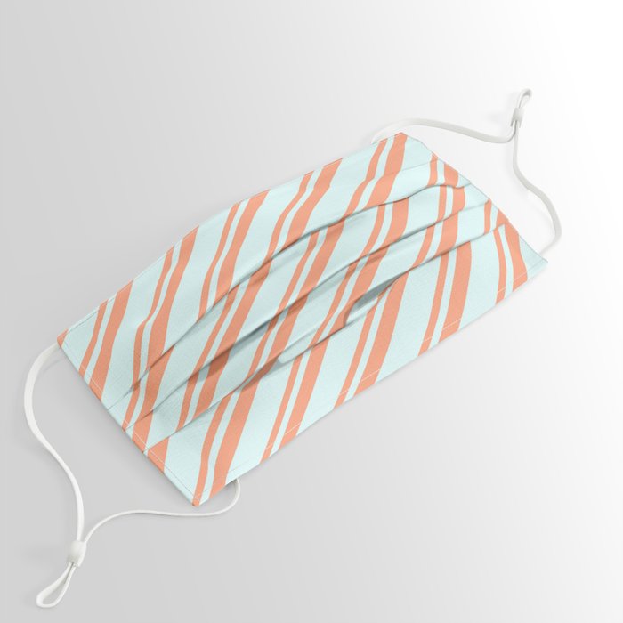Light Salmon & Light Cyan Colored Striped Pattern Face Mask