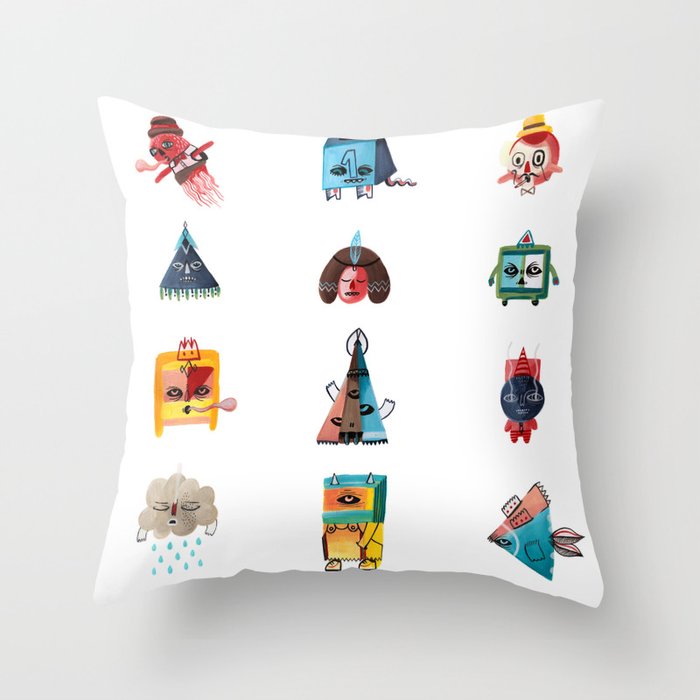 Monster Shapes Throw Pillow