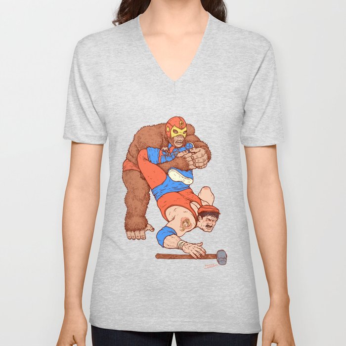 Gorilla Clutch V Neck T Shirt