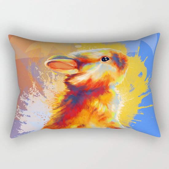 Colors of Fluff - Bunny portrait Rectangular Pillow