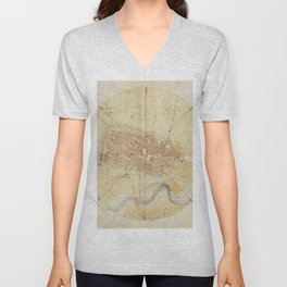 A map of Imola by Leonardo da vinci V Neck T Shirt