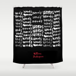 Words-Black Shower Curtain