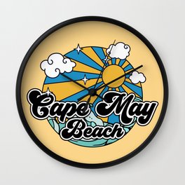 Groovy Beaches Cape May Beach Wall Clock | Beaches, Beach, Capemaybeach, Capemay, Retro, Jersey, Capemaynj, Newjersey, Seventies, Graphicdesign 