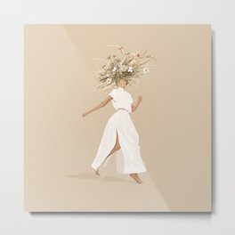 Estelle Flora Metal Print | Green, Floral, Flowers, Modern, Summer, Girl, White, Digital, Graphicdesign, Onesweetorange 