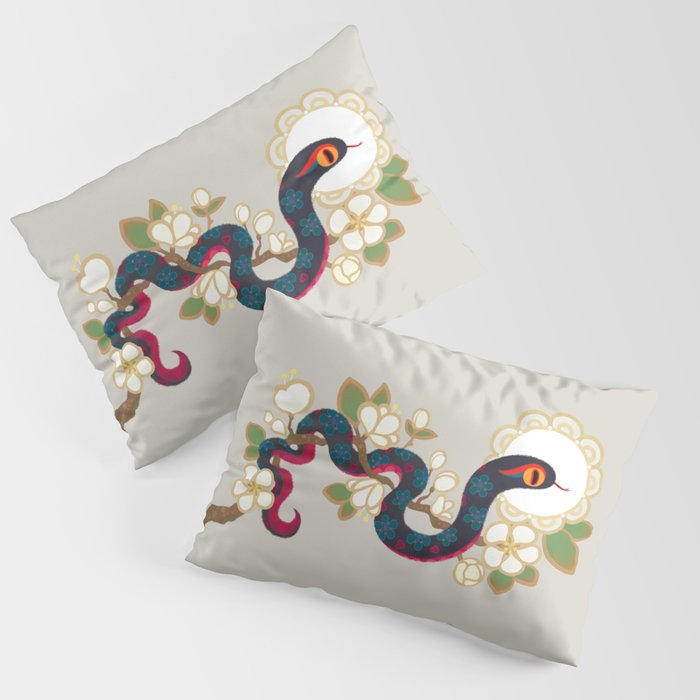 Snake and flowers 2 Pillow Sham