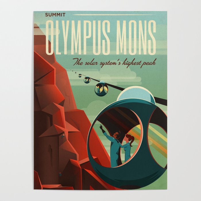 Mars Retro Space Travel Poster Poster