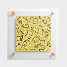 Hand Drawn Outline Books with Education Items Seamless Pattern Floating Acrylic Print