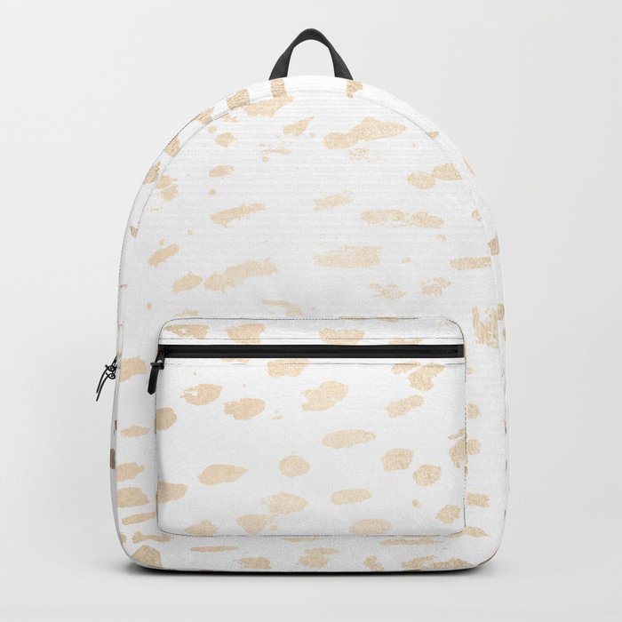 Gold Modern Polka Dots on White Backpack