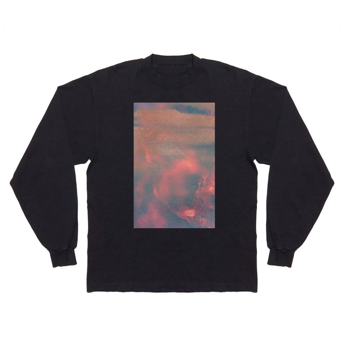 Abstract Pink Orange Sky Blue Watercolor Clouds Long Sleeve T Shirt