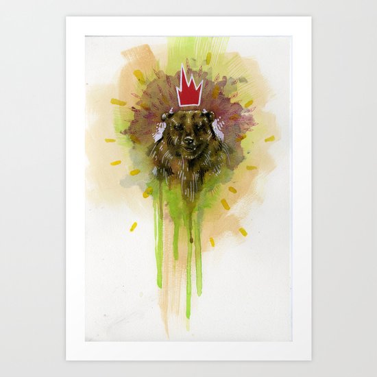 Bear with Red Crown Art Print