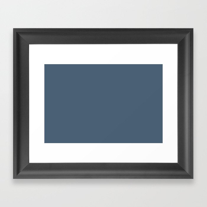 Dark Blue Gray Solid Color Pairs Pantone Blue Fusion 18-4218 TCX Shades of Blue Hues Framed Art Print