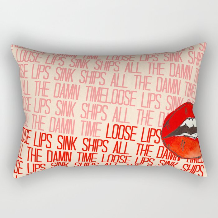 LOOSE LIPS  -- PINK Rectangular Pillow
